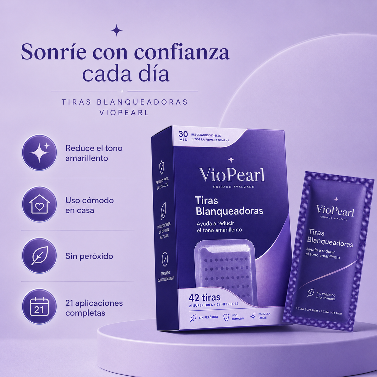 VioPearl - Tiras Blanqueadoras Violetas